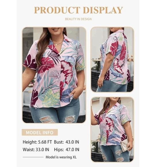 Women's Hawaiian Short Sleeve Shirt - NWOT - Picture 3 of 4